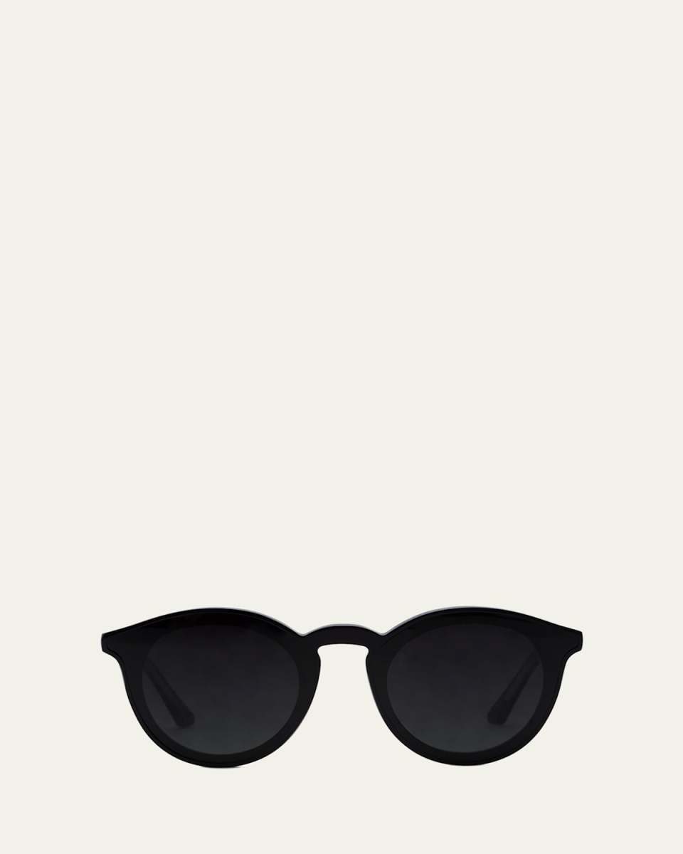 Collins Round Monochromatic Acetate Sunglasses w/ Nylon Overlay Lens